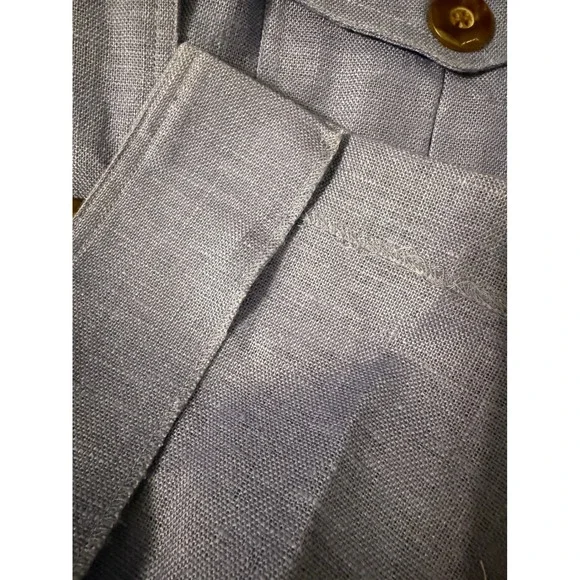 Maggy London Petties Sleeveless Belted Shirt Dress Blue Size 12 100% Linen - Picture 13 of 13